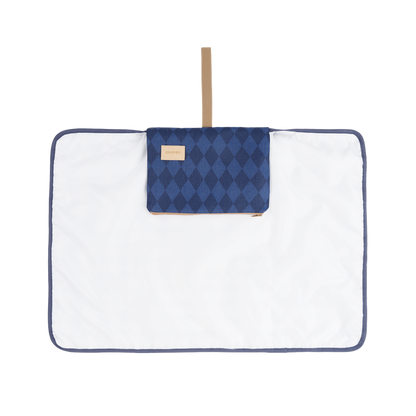 Nobodinoz – Hyde Park Waterproof Changing Pad – Denim Blue Diamonds - Mabel & Fox