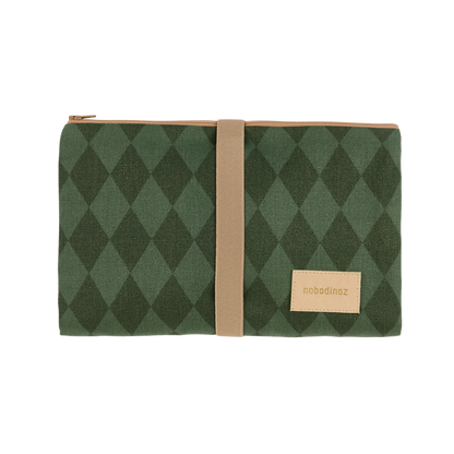 Nobodinoz – Hyde Park Waterproof Changing Pad – Forest Green Diamonds - Mabel & Fox