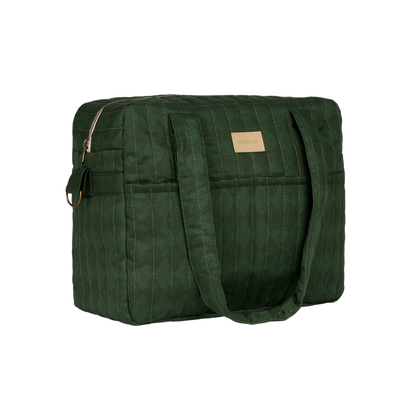 Nobodinoz – Hyde Park Waterproof Stroller Bag – Forest Green Diamonds - Mabel & Fox