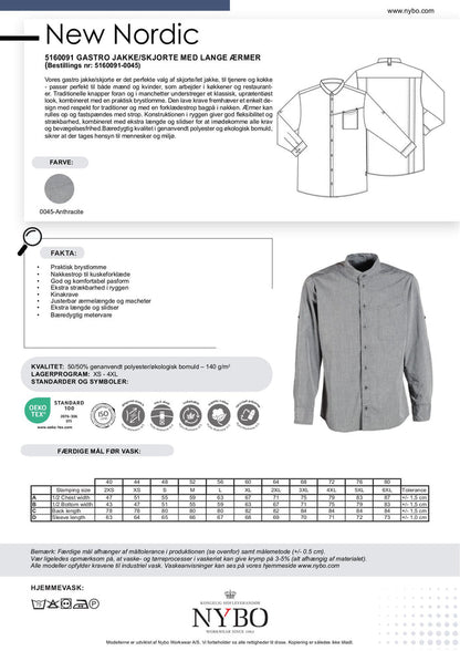 Nybo Koksgrå Unisex New Nordic Gastrojacka, Långärmad