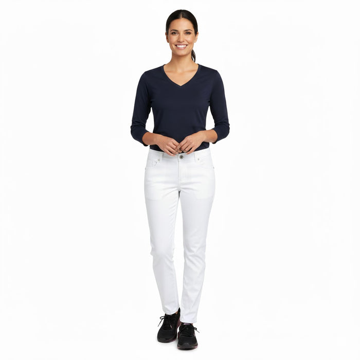 Nybo Hvid Unisex Harmonybukser, Stretch, Justerbar Elastik