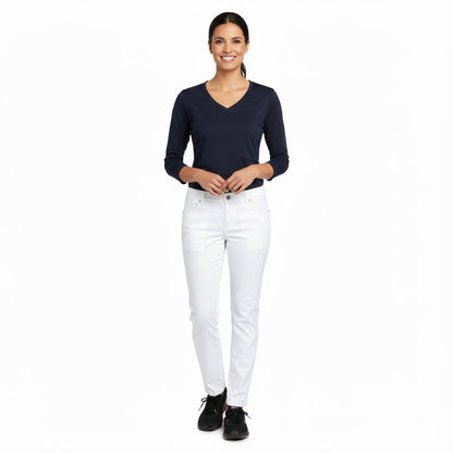 Nybo Hvid Unisex Harmonybukser, Stretch, Justerbar Elastik