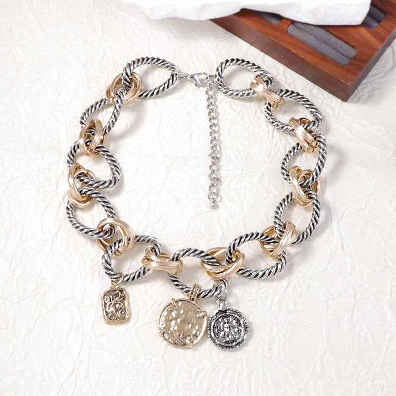 O Ring Interlock Alloy Badge NeckLace