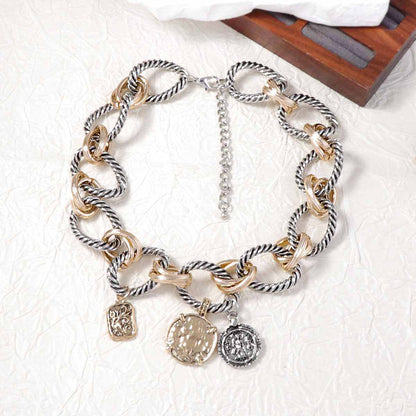 O Ring Interlock Alloy Badge NeckLace