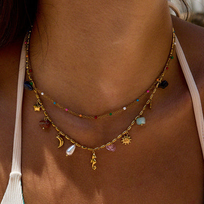 Ocean Style Titanium Steel Double Layer NeckLace