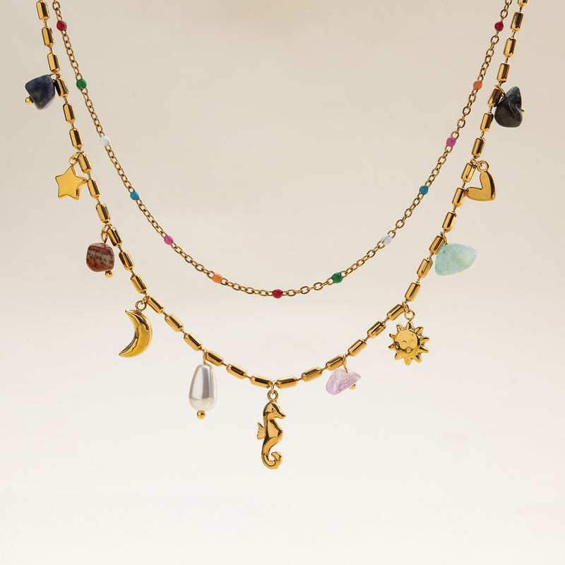 Ocean Style Titanium Steel Double Layer NeckLace