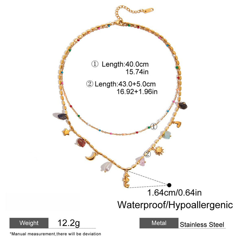 Ocean Style Titanium Steel Double Layer NeckLace
