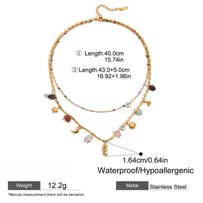 Ocean Style Titanium Steel Double Layer NeckLace