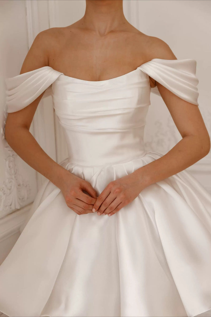 Off Shoulder Back Lace-up Short Fluffy Prom Dress