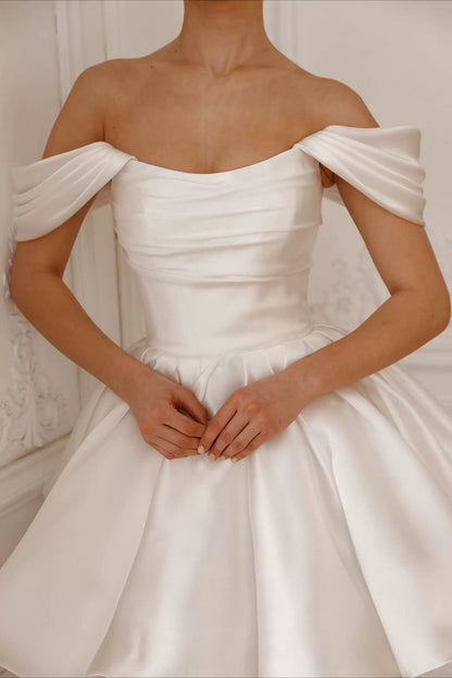 Off Shoulder Back Lace-up Short Fluffy Prom Dress