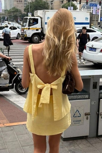 Off Shoulder Cami Tie Back Two Piece Set