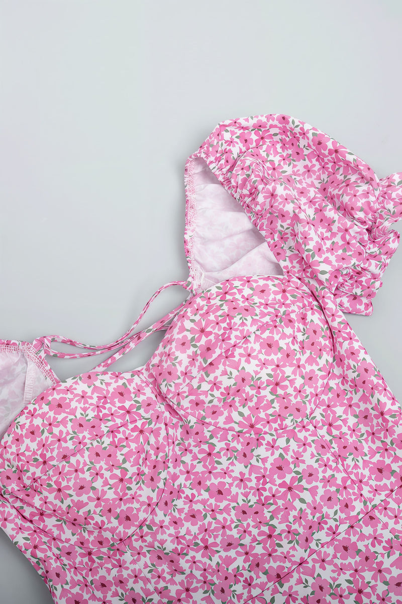 Off Shoulder Floral Slit Midi Dress