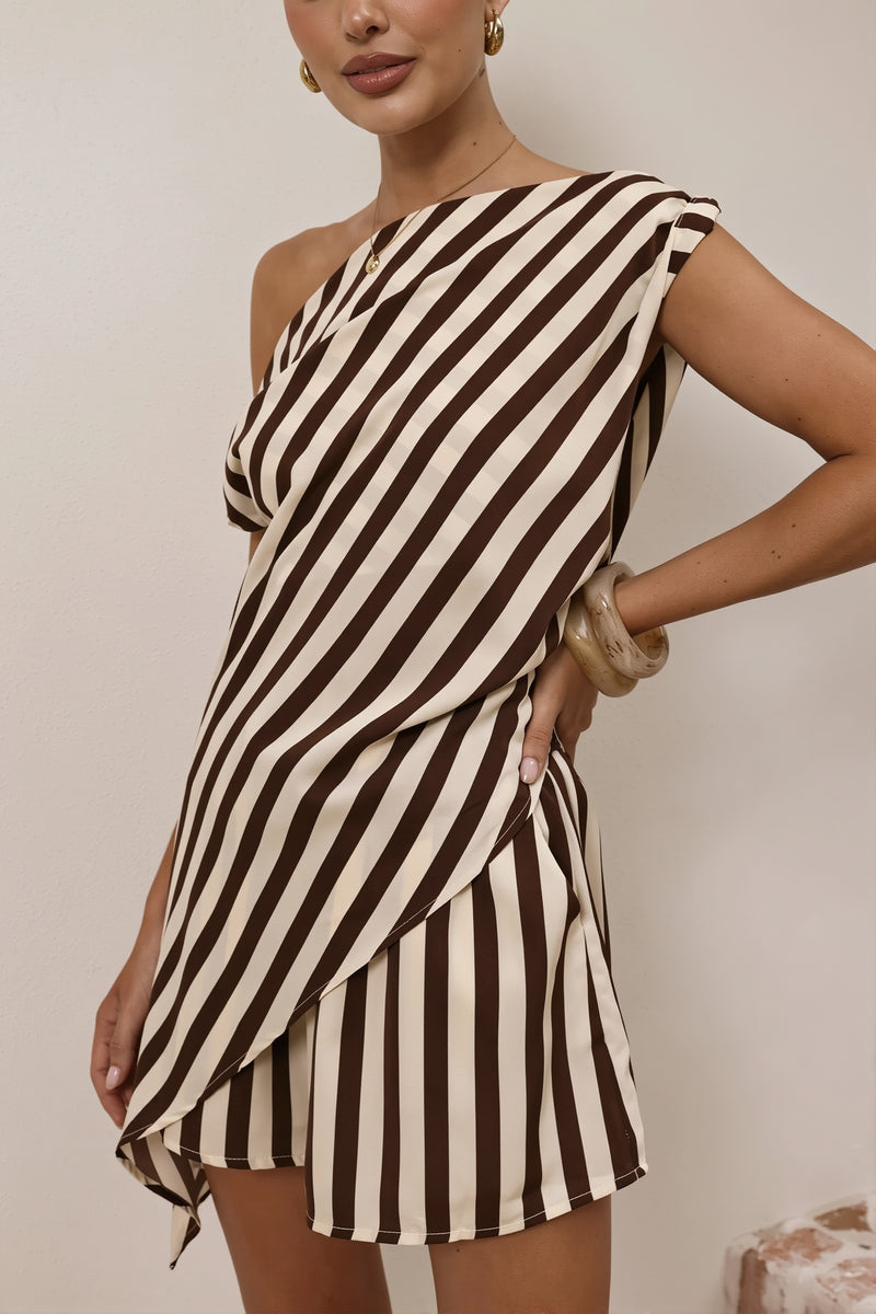 Off Shoulder Print Casual Two Piece Set
