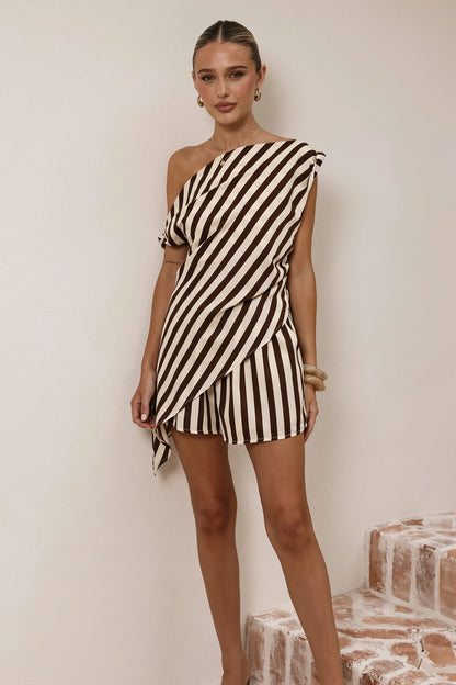 Off Shoulder Print Casual Two Piece Set