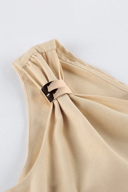 One Shoulder Asymmetric Tie Top High Waist Pants Two Piece Set