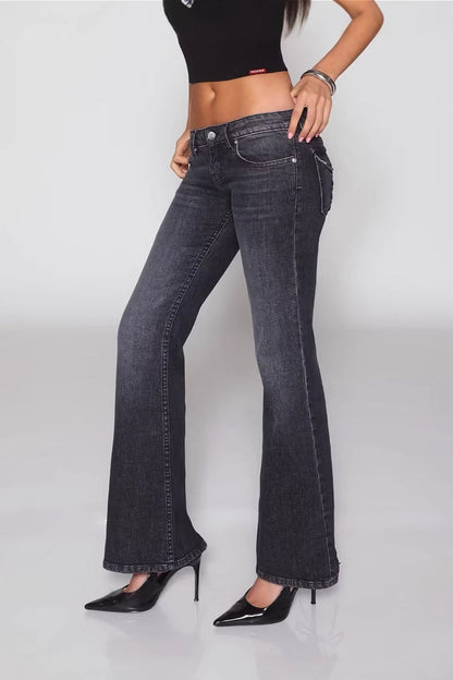 Open Back Lace Up Y2K Flare Jeans