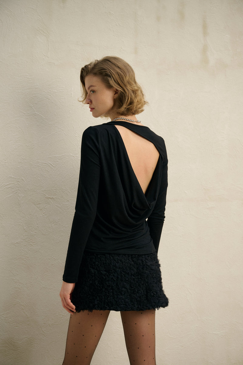 Open back lightweight knit top