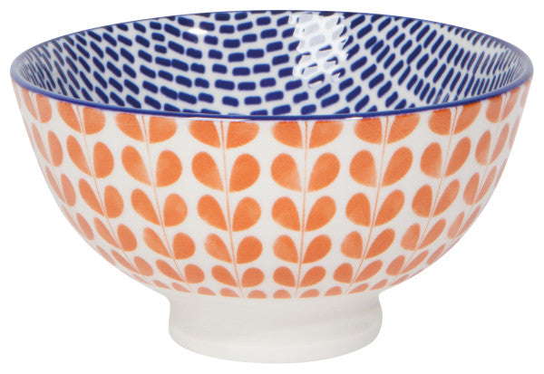 Orange Blossoms & Blue Stamped Bowl - Ali's Wagon