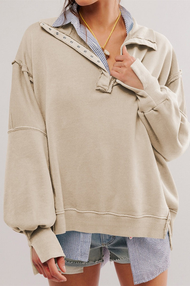 Oversized Split Collar Sweatshirt