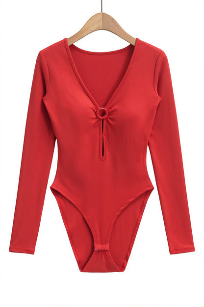 Padded Cut-Out V-Neck One Piece