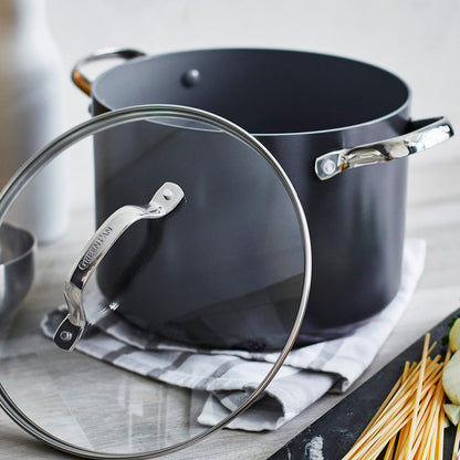 Gray 8-quart stockpot with on counter
