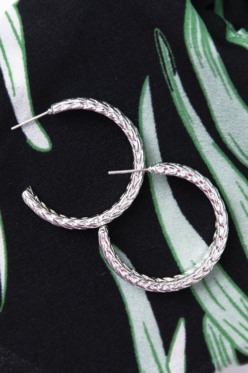 Path To Love Silver Open Hoop Earrings
