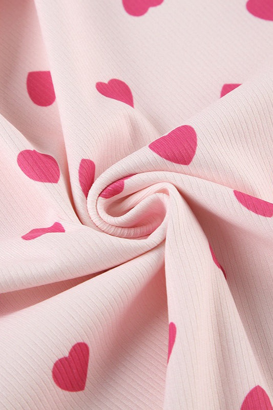 Pink Heart Color Block Two Piece Set
