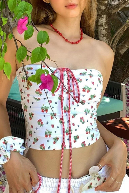 Plaid Strawberry Two Piece Swim Set