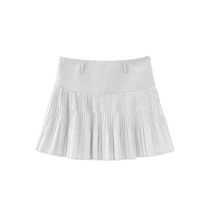 Pleated A-line mini skirt