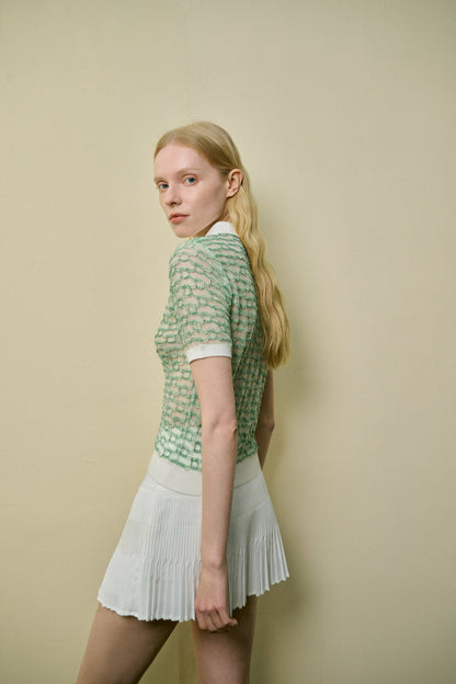 Pleated A-line mini skirt
