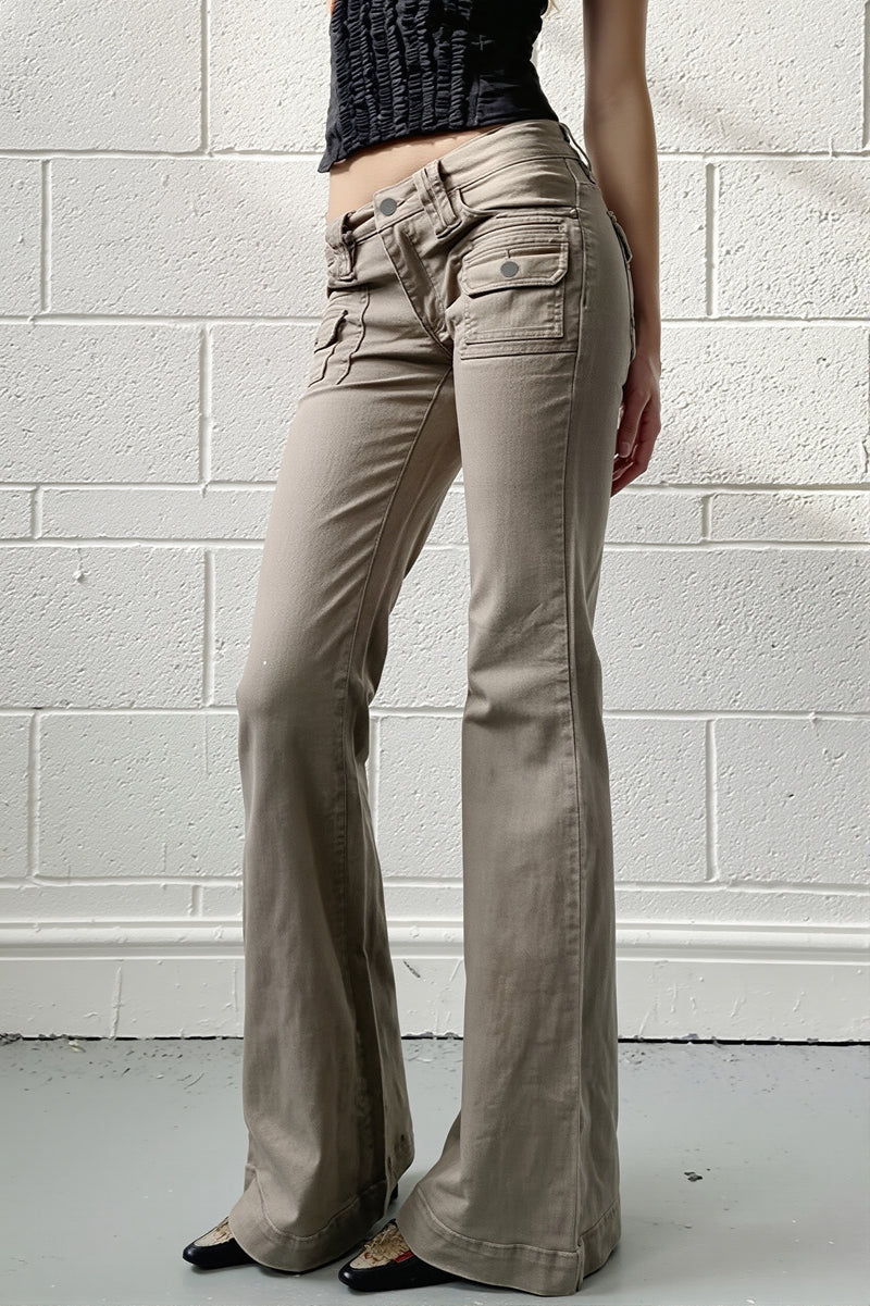 Pocket Micro Flare Cargo Jeans