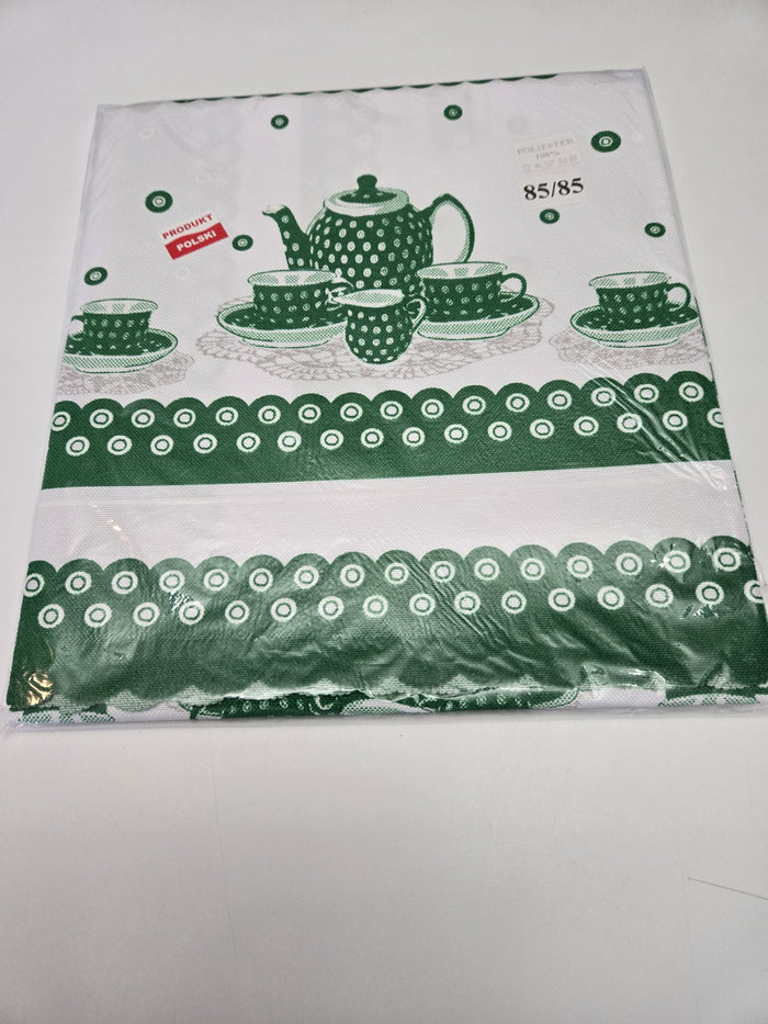 Polish Linen Green Tea Set 34 Inch Table Topper
