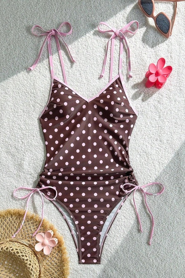Polka Dot Contrast One Piece Swimwear