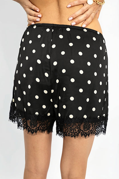 Polka Dot Lace Splice Casual Shorts