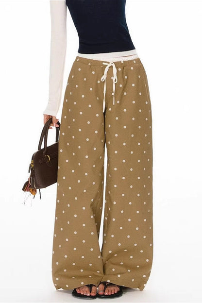 Polka Dot Print Loose Straight Casual Pants