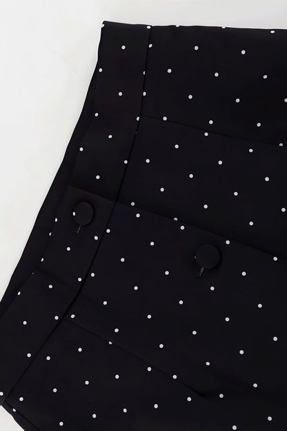 Polka Dot Print Short Sleeve Bodycon Skirt Set