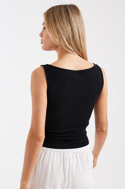 Polka Dot Ribbed Halter Tank Top