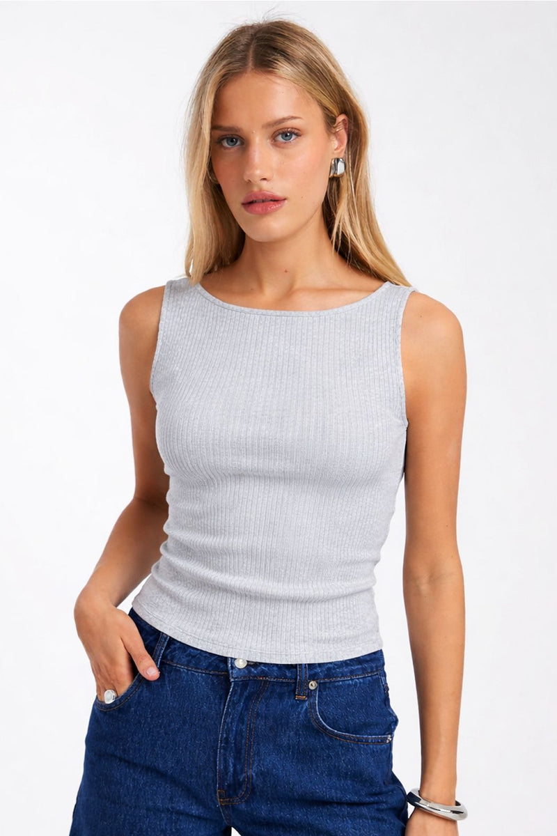 Polka Dot Ribbed Halter Tank Top