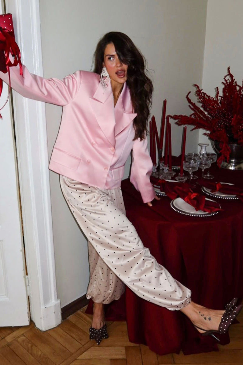 Polka Dot Satin Loose Pants