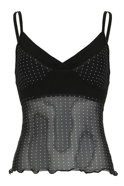 Polka Dot Sheer Mesh Cami Top