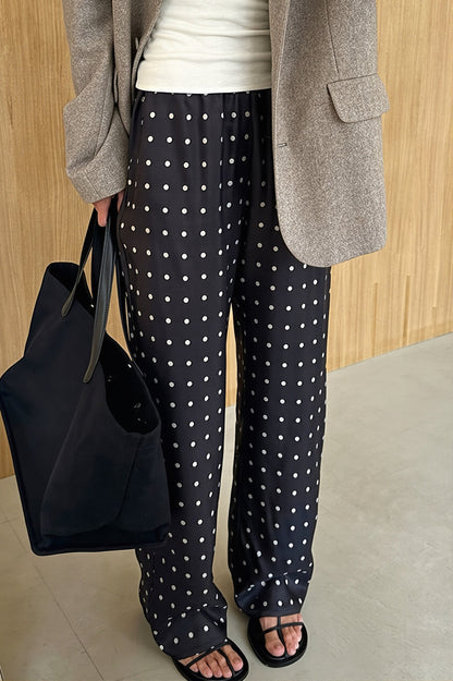 Polka Dot Straight Leg Casual Pants