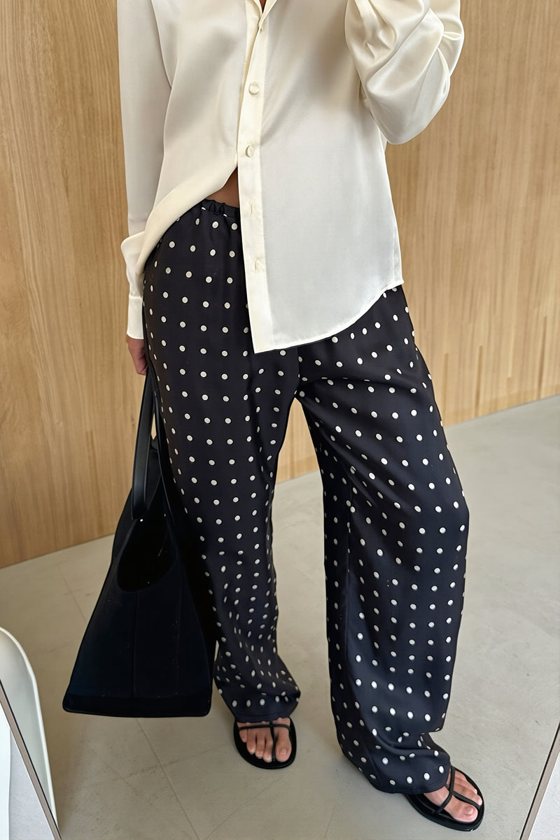 Polka Dot Straight Leg Casual Pants