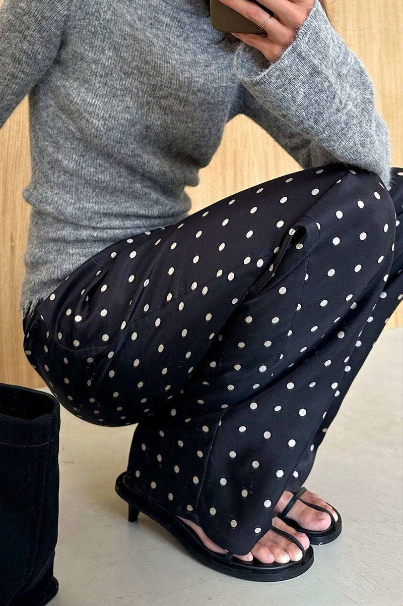 Polka Dot Straight Leg Casual Pants