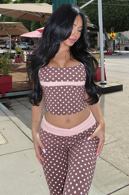 Polka Dot Tank Low Waist Two Piece Set