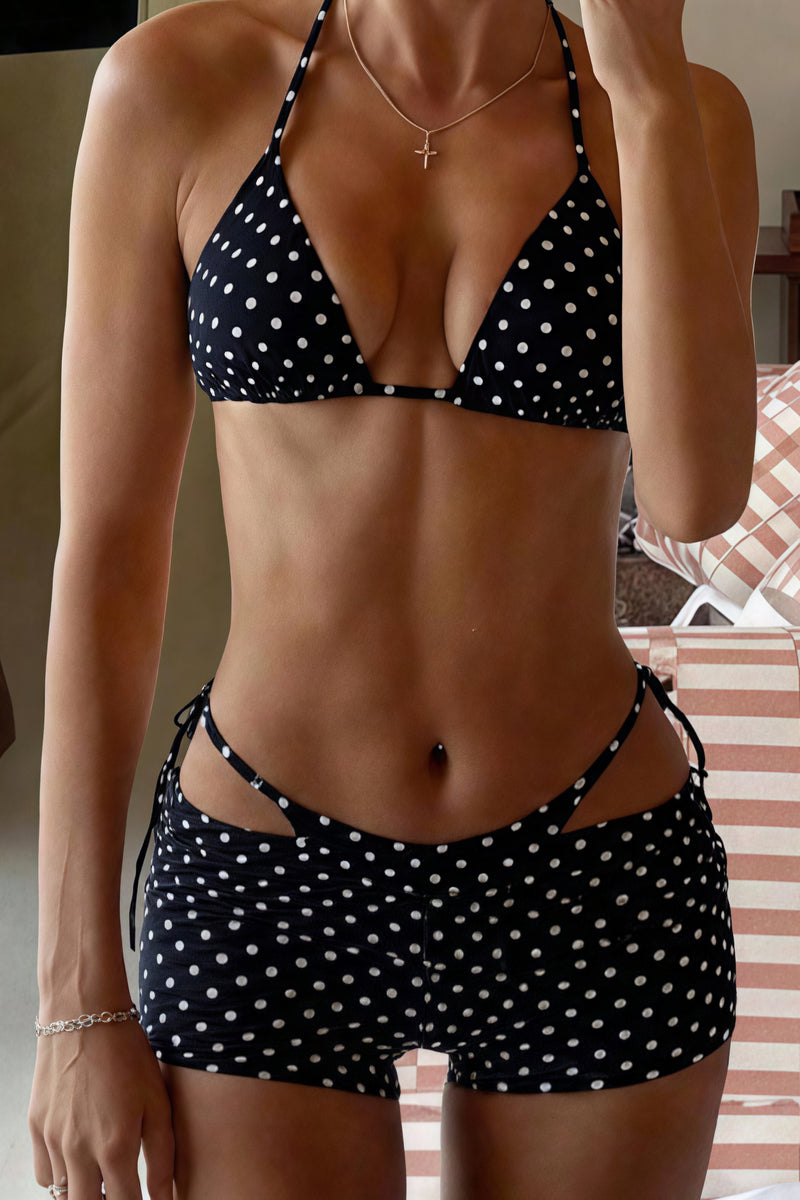 Polka Dot Tie Three Piece Bikini Set