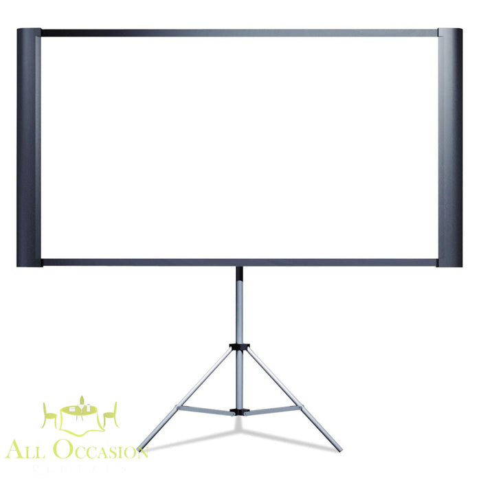 Portable 80" projection screen for events and rentals in Corona, ideal for presentations and home theaters.