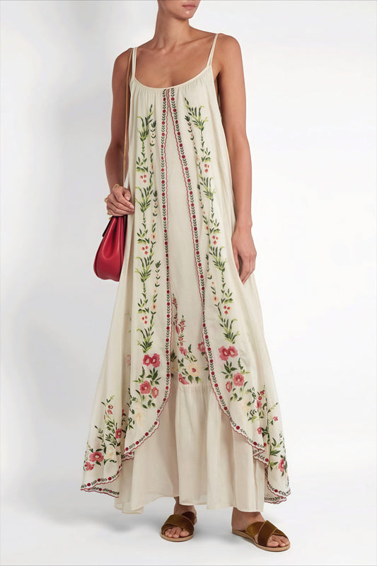 Print Tube Cami Flowy Hem Maxi Dress