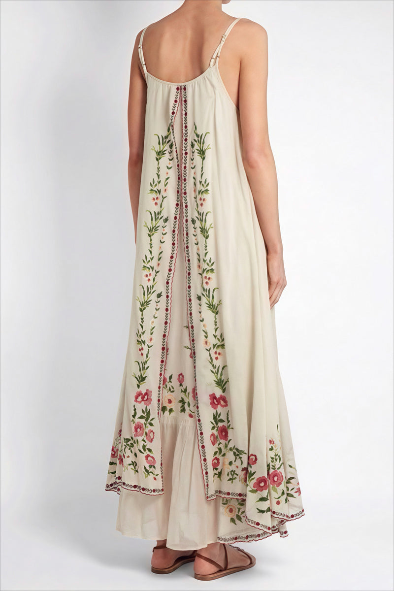 Print Tube Cami Flowy Hem Maxi Dress