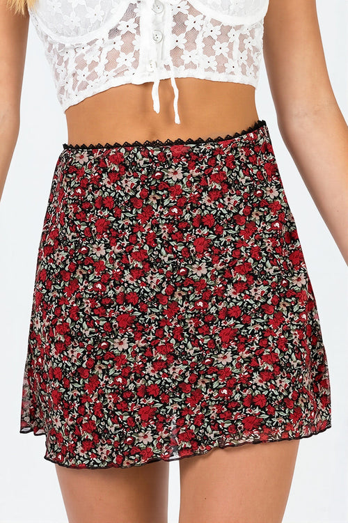 Printed Mesh Bodycon Mini Skirt