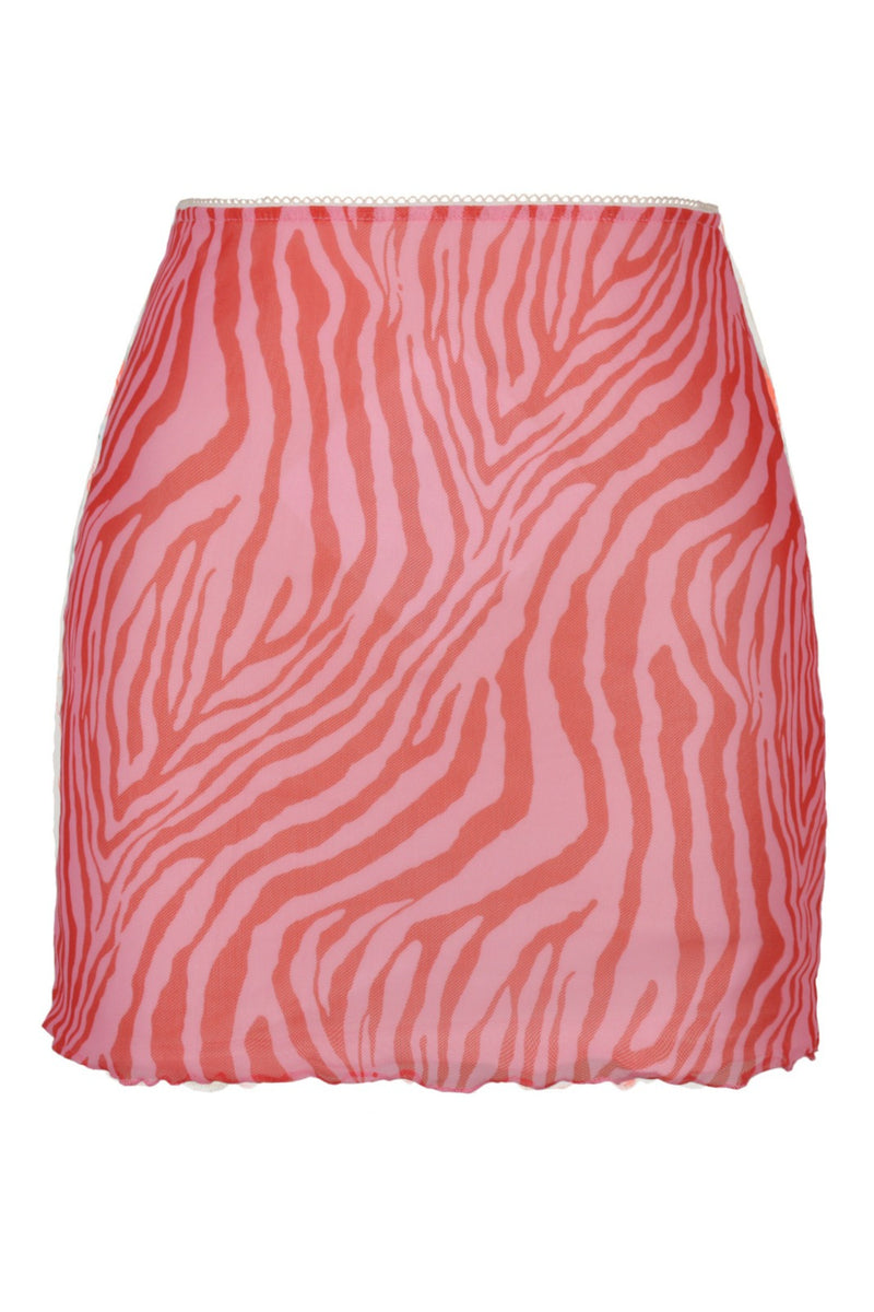 Printed Mesh Bodycon Mini Skirt